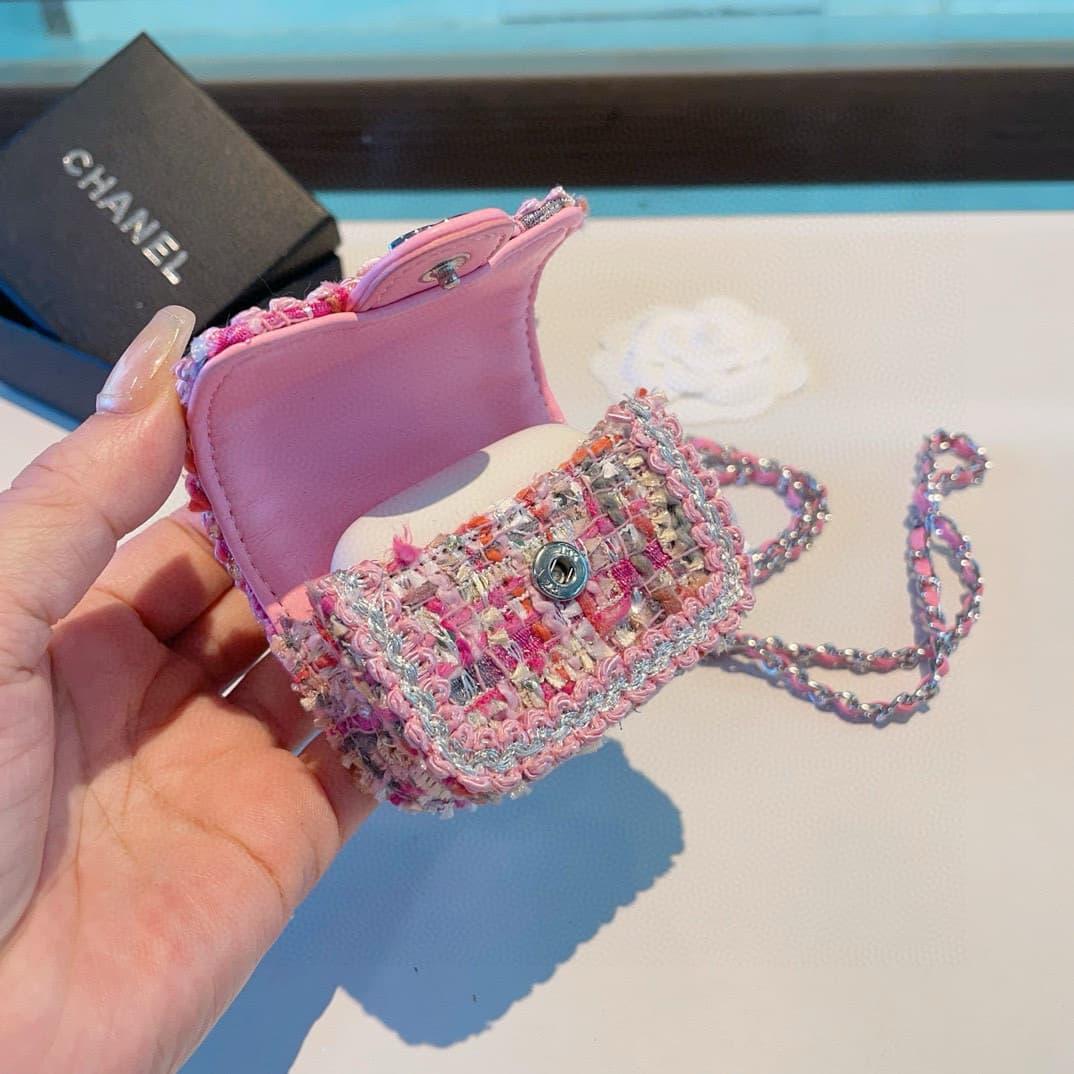 Chanel tweed interwoven chain AirPods cases