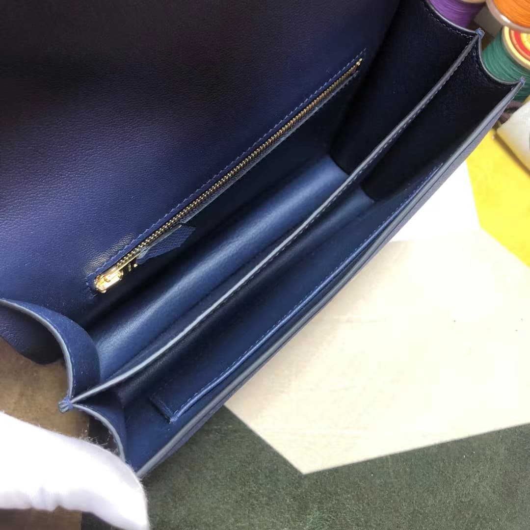 Hermes Mini Constance 18cm/24cm Epsom Bag WAX Navy Blue High