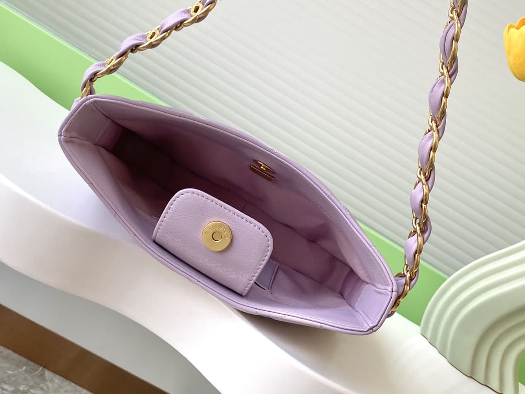 Chanel HOBO HANDBAG AS5177 Lambskin & Gold-Tone Metal Lilac A