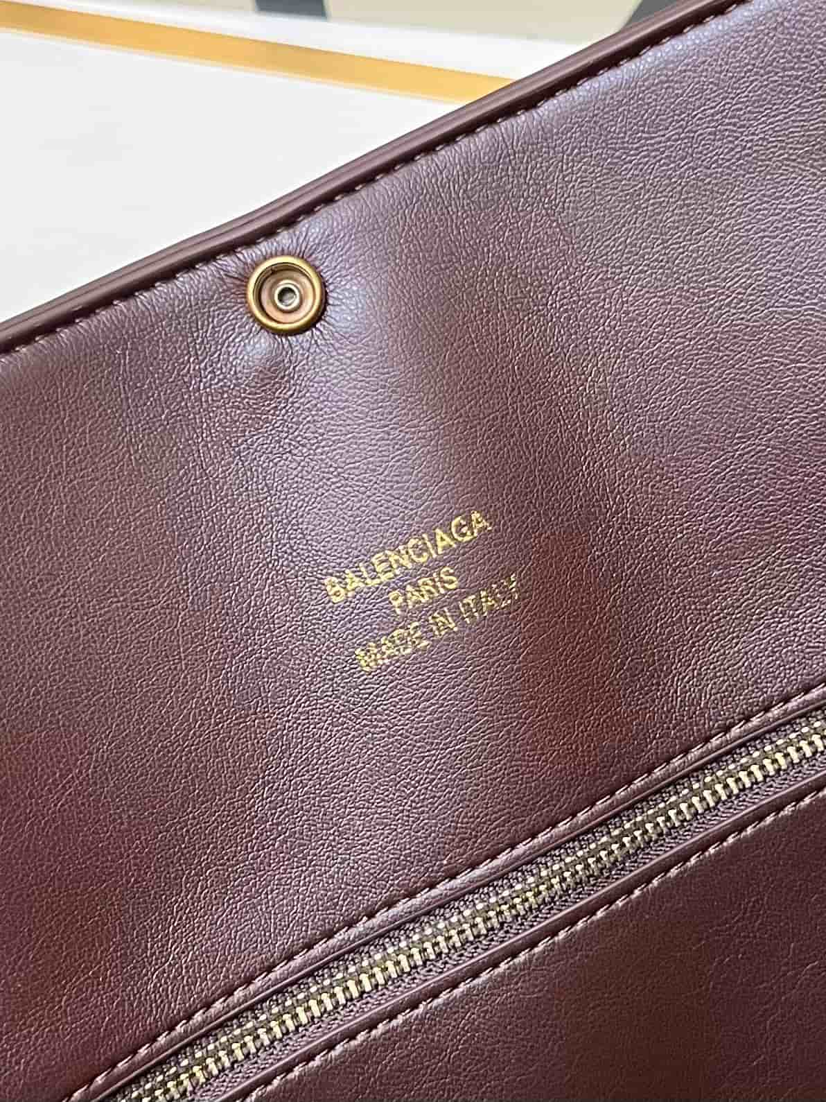 Balenciaga Bel Air Large Waxed Suede Tote Bag in brown gold hardware 1W8807 High