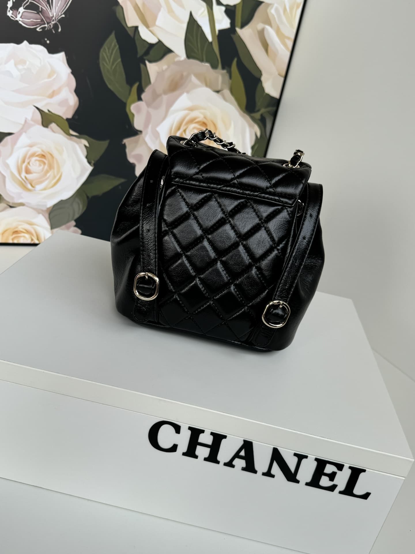 Chanel Small Quilted Duma Backpack Shiny Calfskin AS2908 Black High