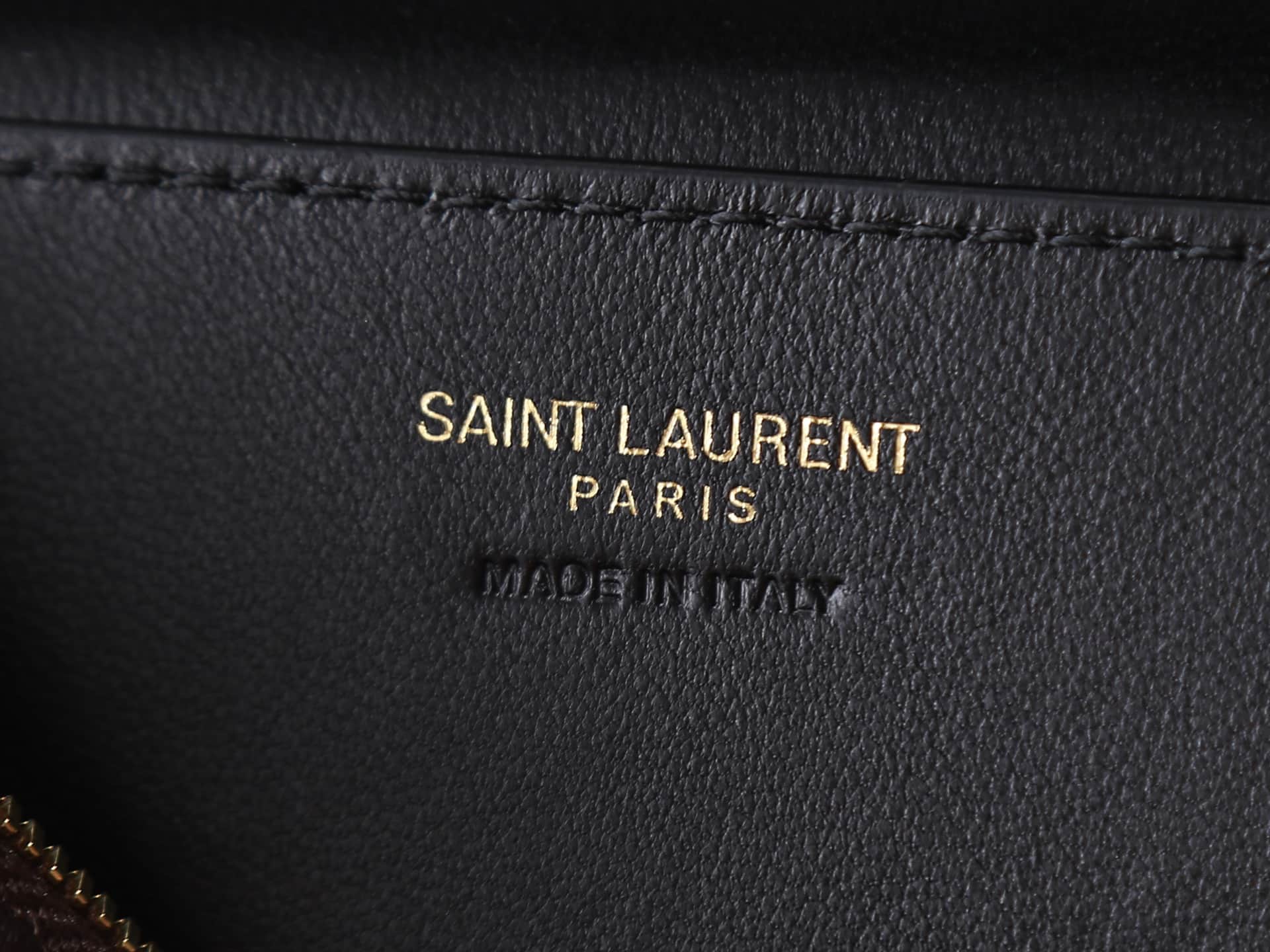 Saint Laurent Gaby Vanity Bag Lambskin Dark Brown 766731 High
