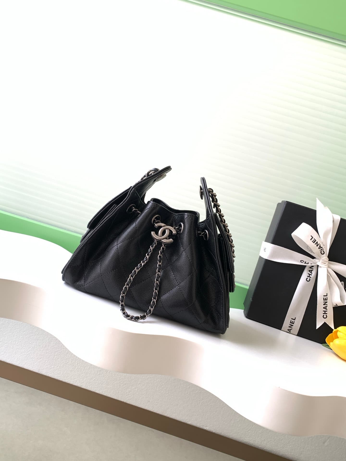 Chanel 25 Mini Hobo handbag AS5631 Grained calfskin & Silver-tone metal Black A