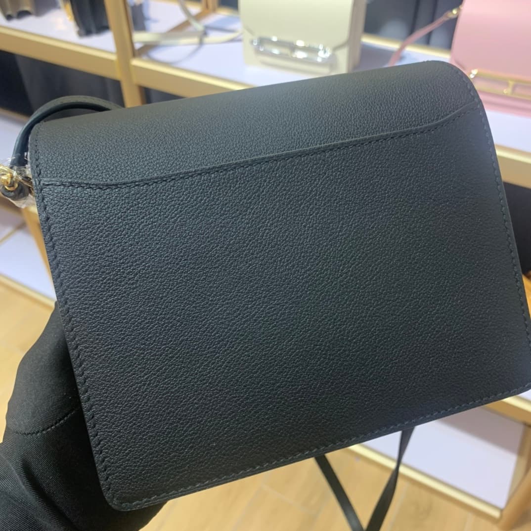 Hermes Roulis wallet in Black Calfskin Etoupe WAX Gold/Silver-Metal High