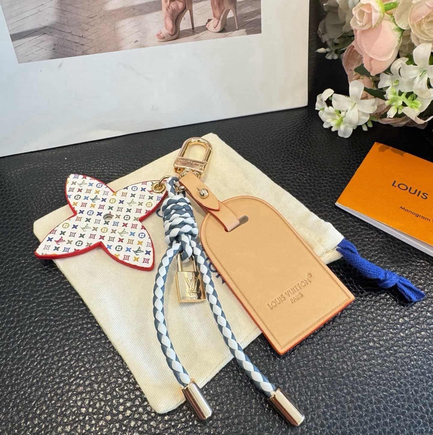Louis Vuitton Calfskin Monogram Lock and Bloom Stacking Bag Charms