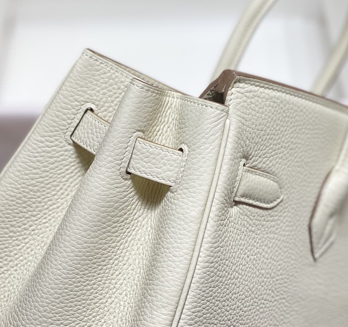 Hermes Birkin 25/30/35cm Bag Calfskin Silver/Gold Metal In Craie High