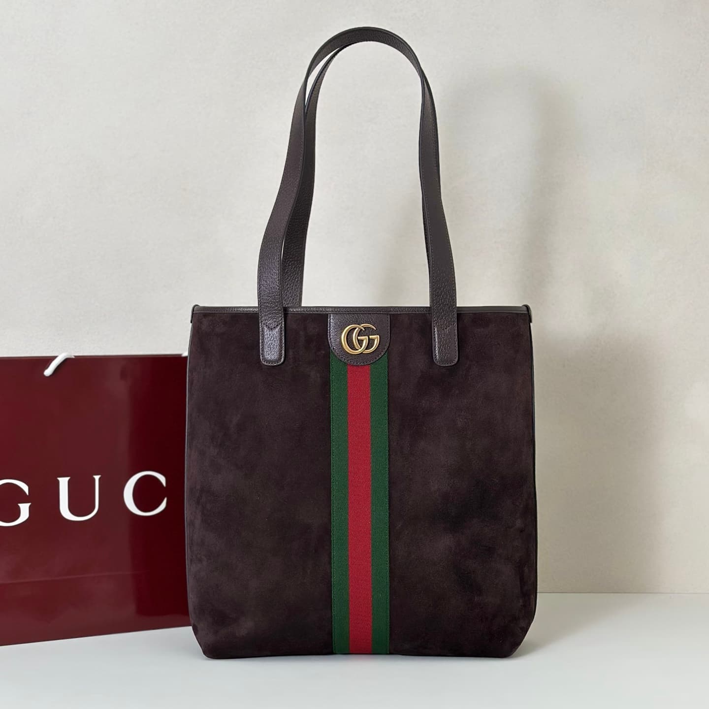 Gucci Ophidia medium tote bag 834465 dark brown suede High