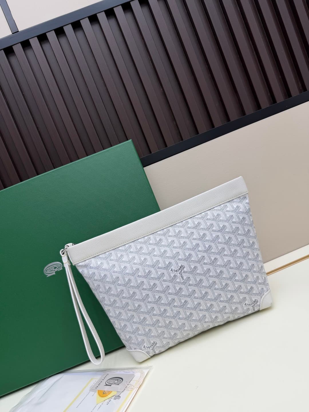 Goyard Conti pouch Goyardine canvas and Chevroches Calfskin Grey High