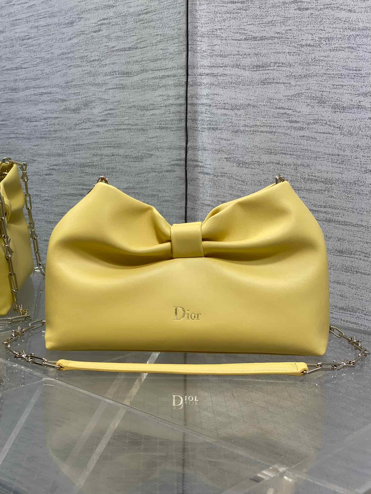 Small Dior Bow Bag Buttercup Leather High
