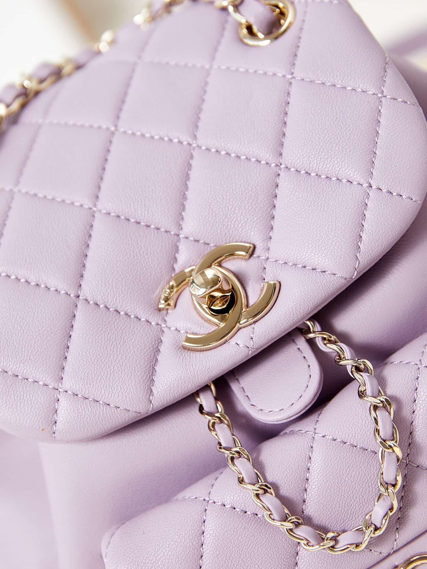 Chanel Small Quilted Duma Backpack Lambskin AS2908 Purple A