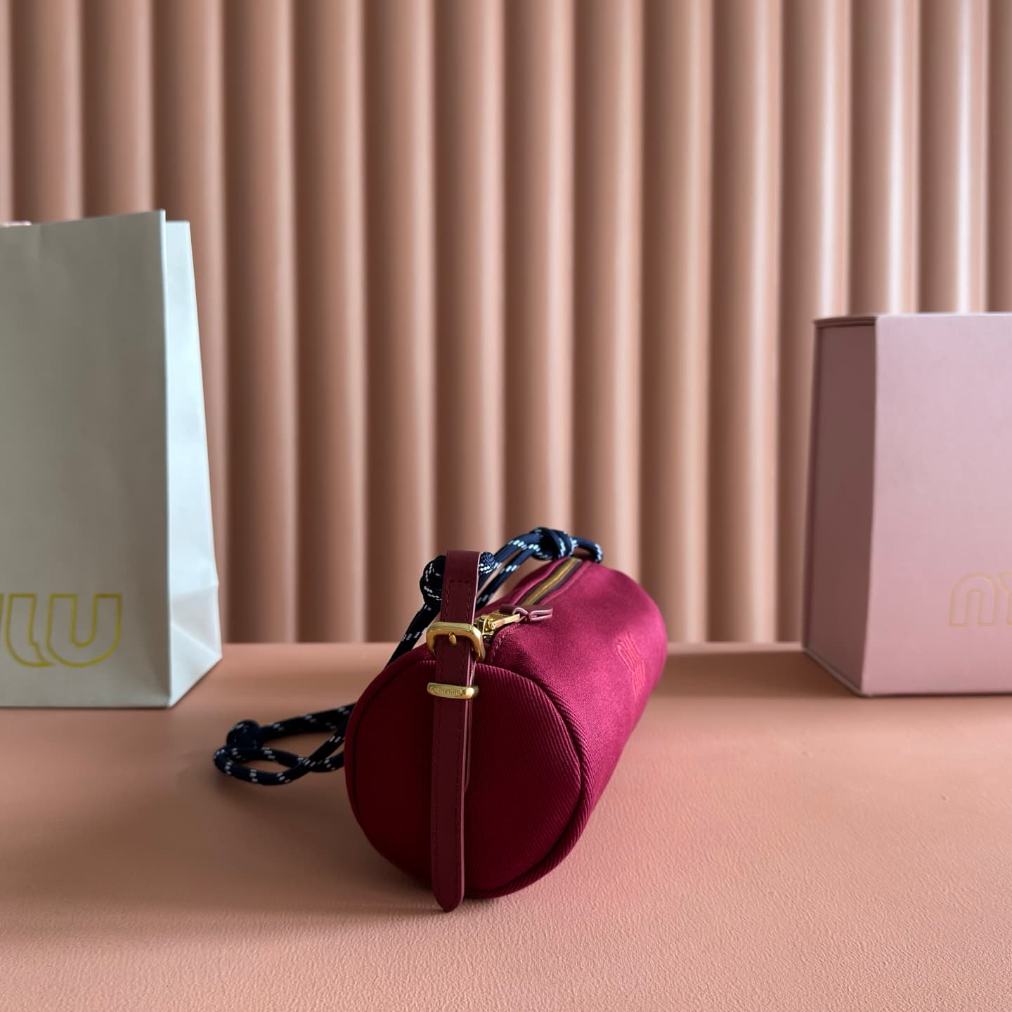 Miu Miu Gabardine pouch Cherry/Baltic Blue 5NE853 TOP