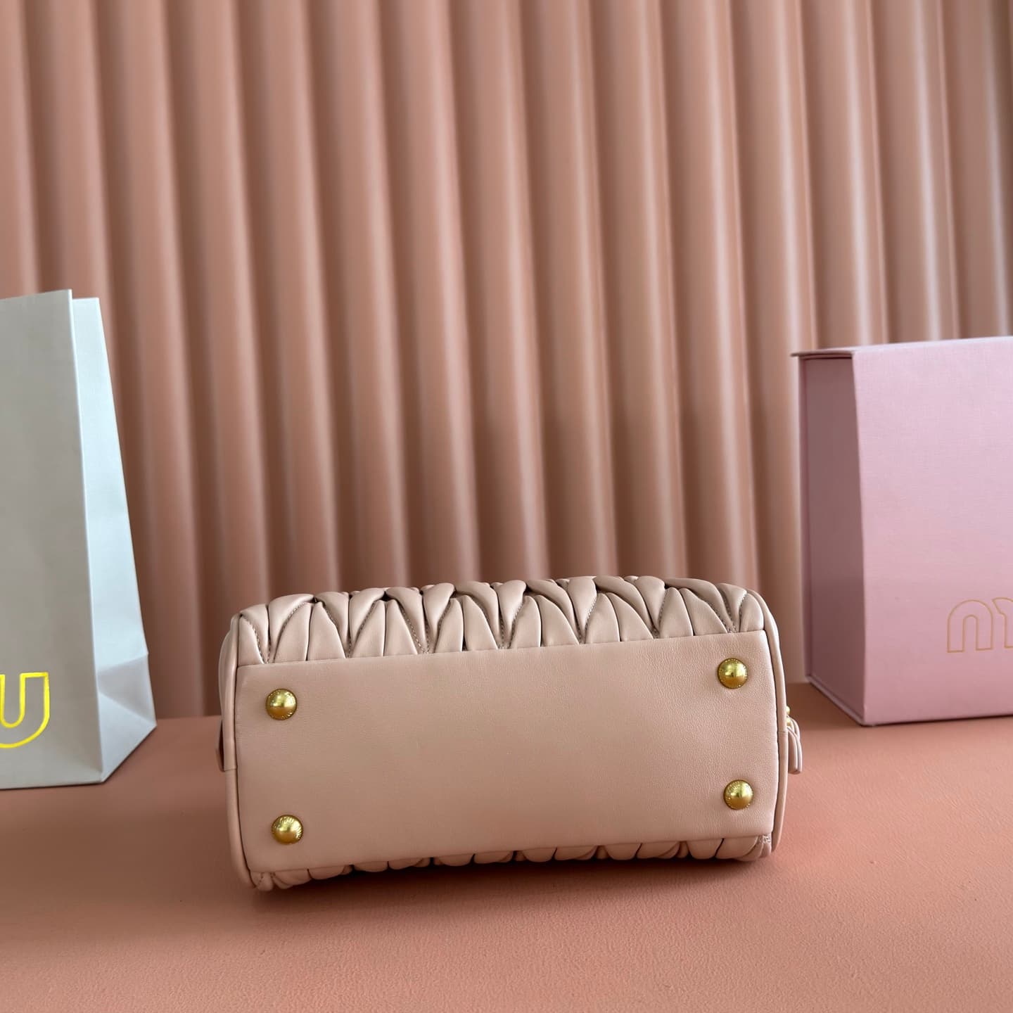 Miu Miu Arcadie Matelassé nappa leather bag power pink 5BB191 TOP