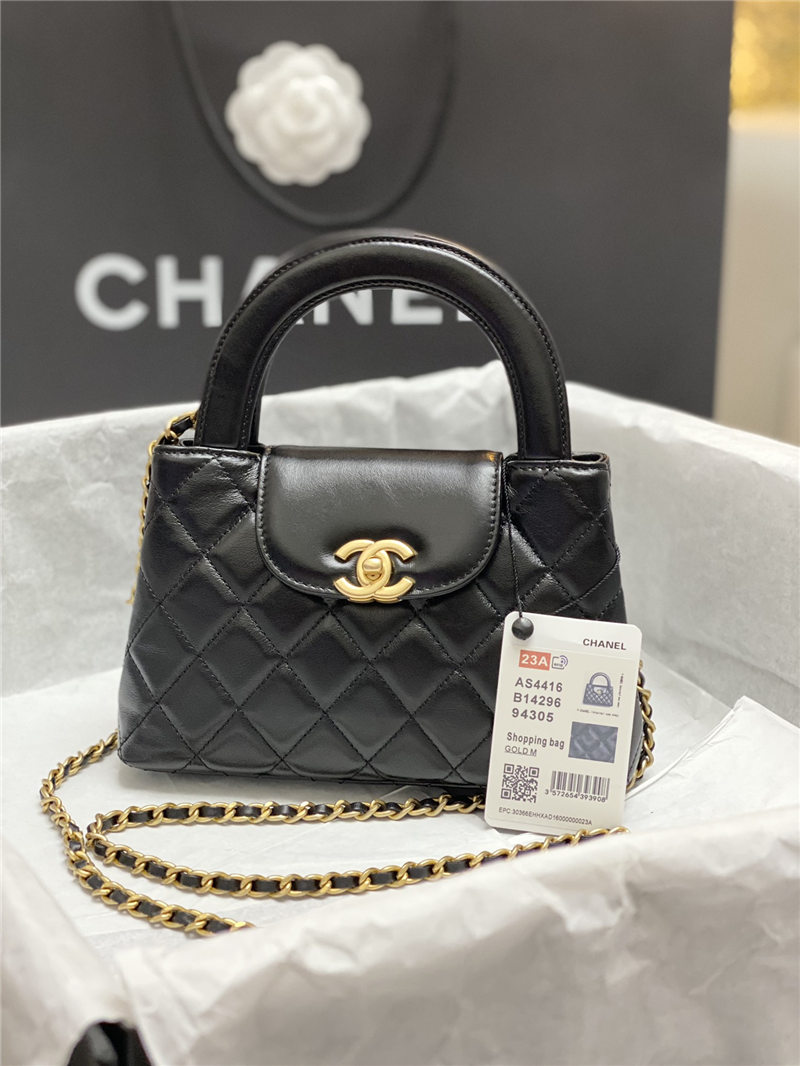 Chanel MINI SHOPPING BAG AS4416 Shiny Aged Calfskin & Gold-Tone Metal Black A