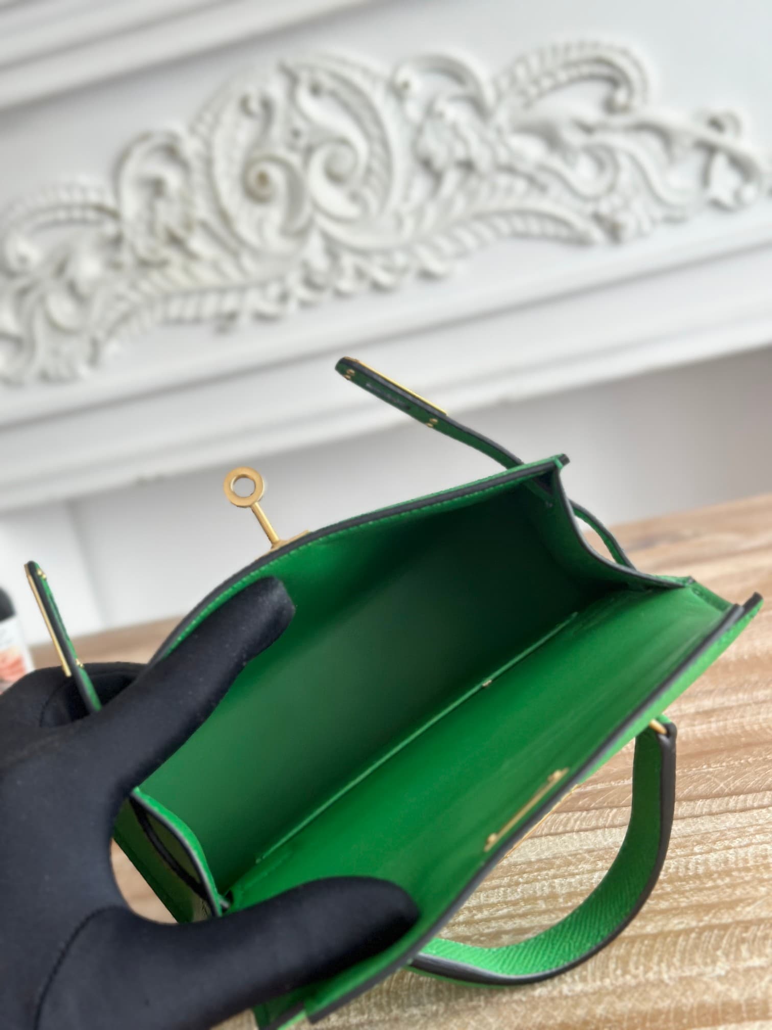 Hermes Kelly Mini II Bag Epsom Leather WAX Bamboo High