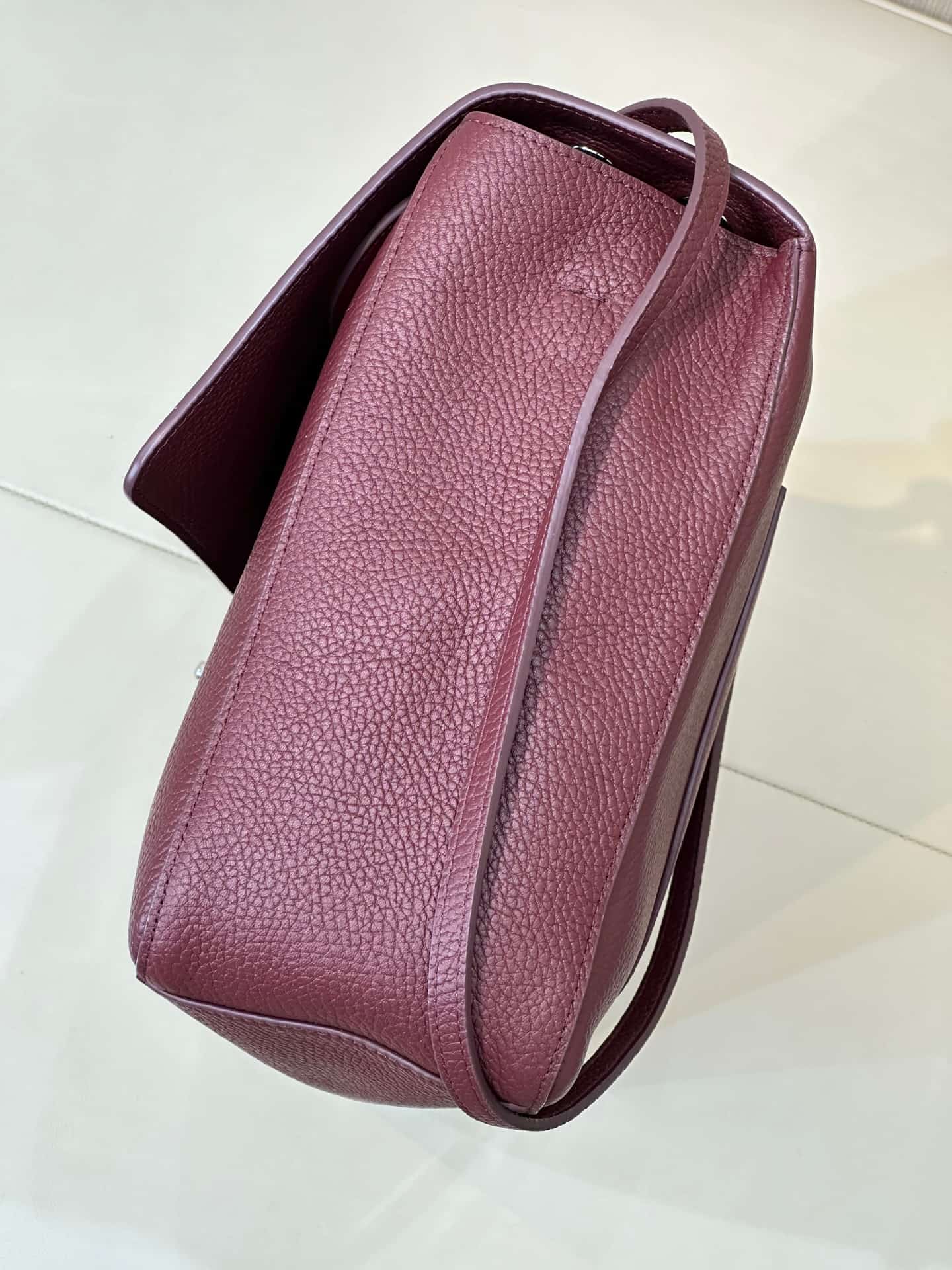 Chanel Maxi Flapbag Grained Calfskin & Silver Metal Claret AS6233 TOP