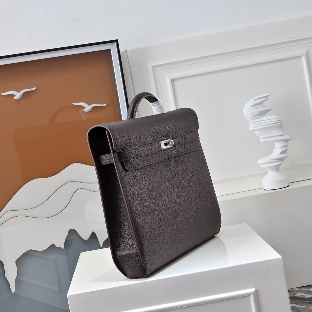 Hermes Kelly depeches Togo 36 briefcase In Coffee CalfskIn WAX High
