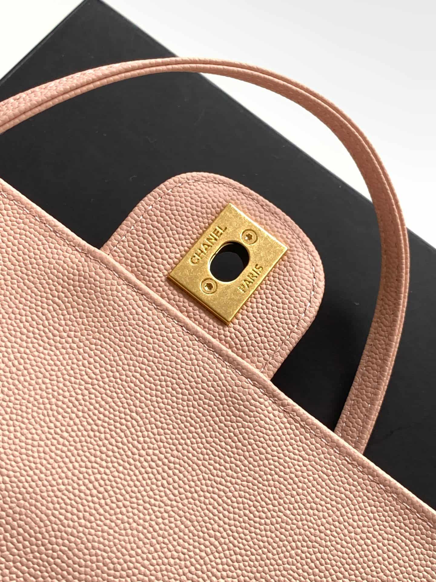 Chanel Small Flap Bag Grained Shiny Calfskin & Gold-Tone Metal AS6130 Pink High