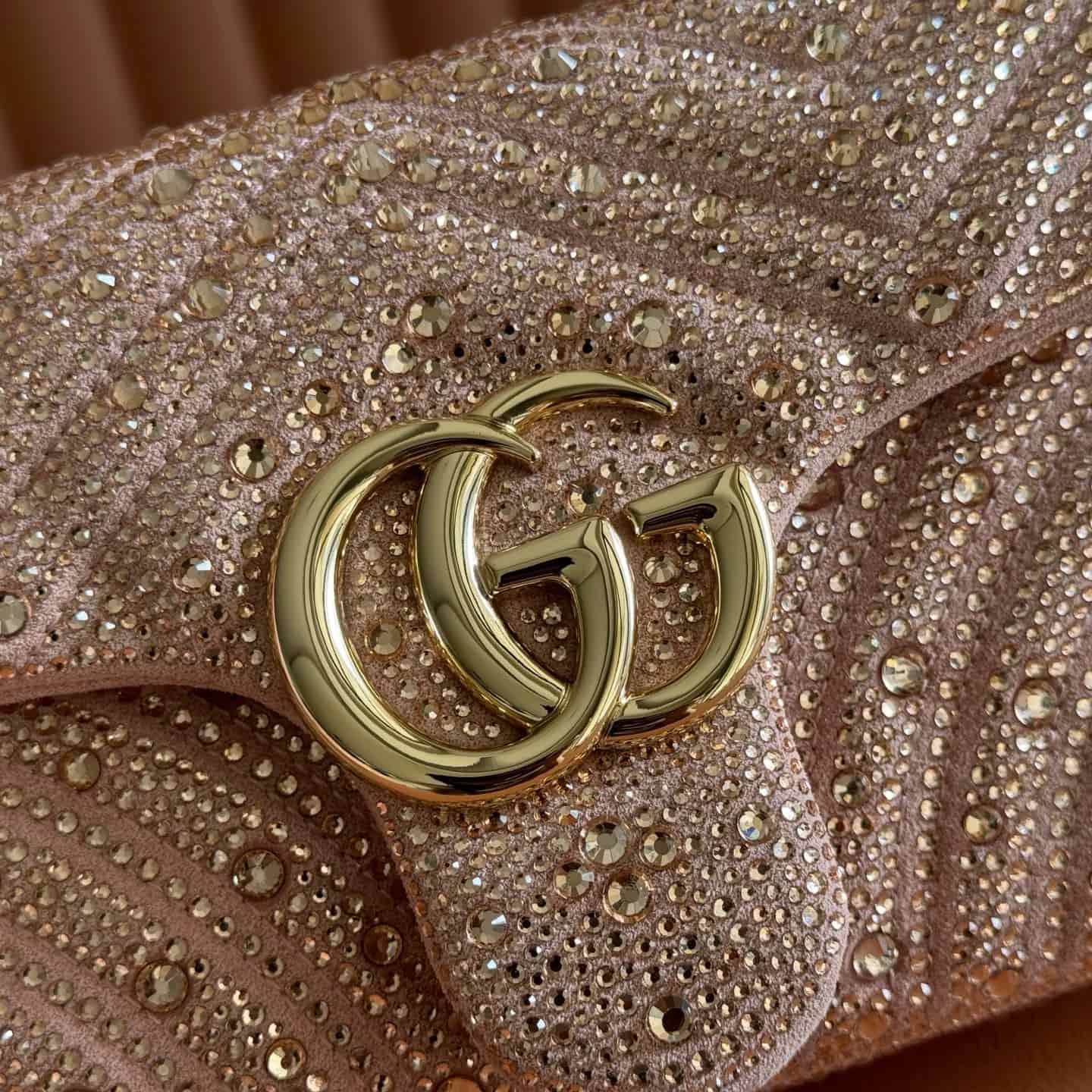 Gucci GG Marmont Shoulder Bag Pink / Crystal 837267 High