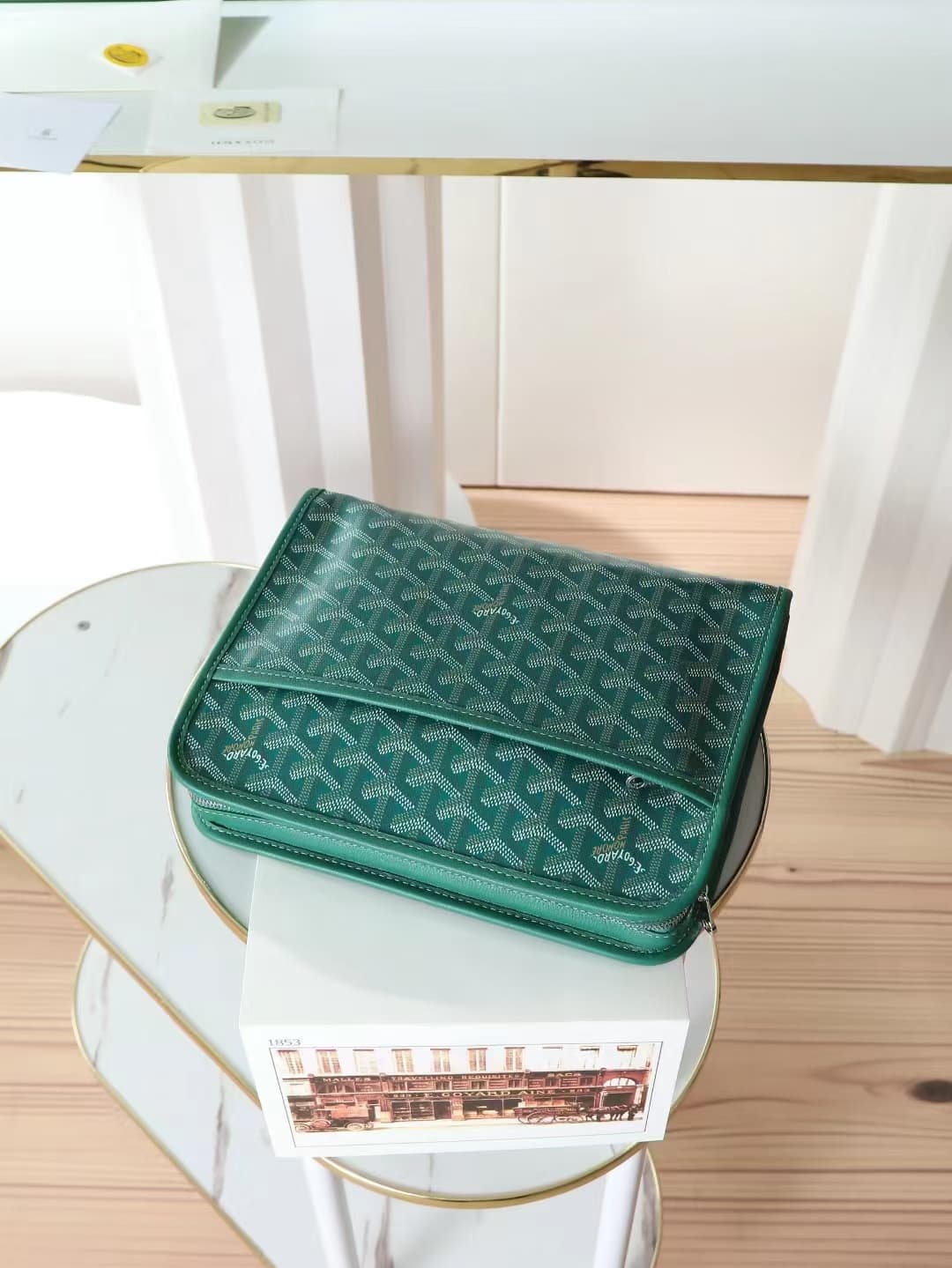 Goyard Jouvence Small Toiletry Bag in Green Goyardine Canvas High