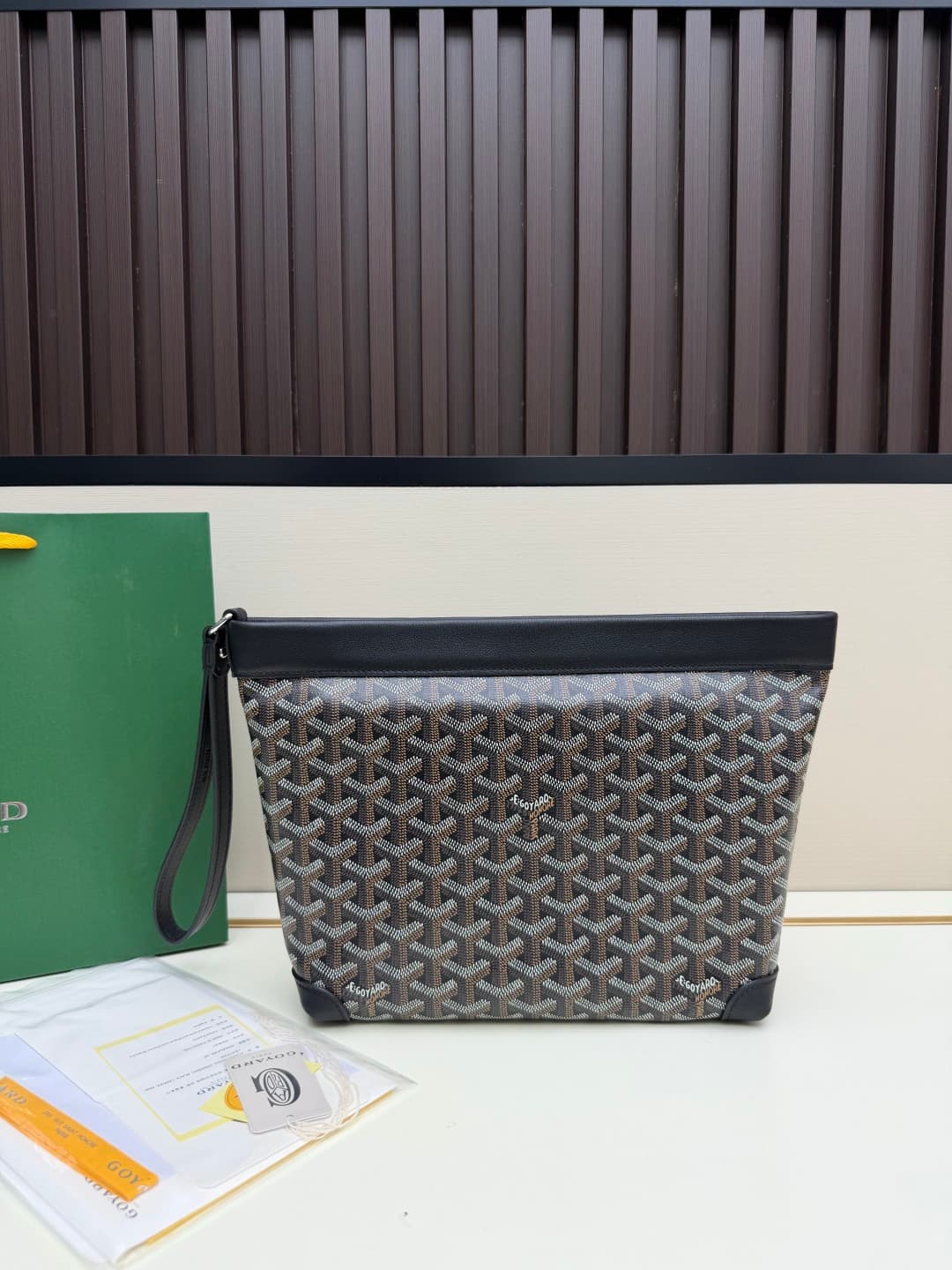 Goyard Conti pouch Goyardine canvas and Chevroches Calfskin Black High