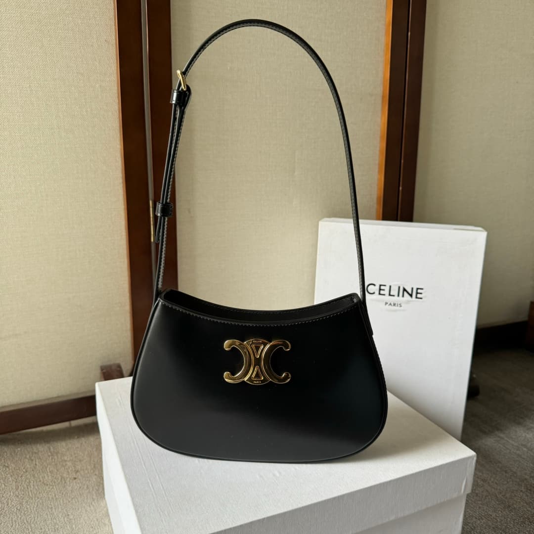 Celine Tilly Bag in Black Shiny Calfskin High