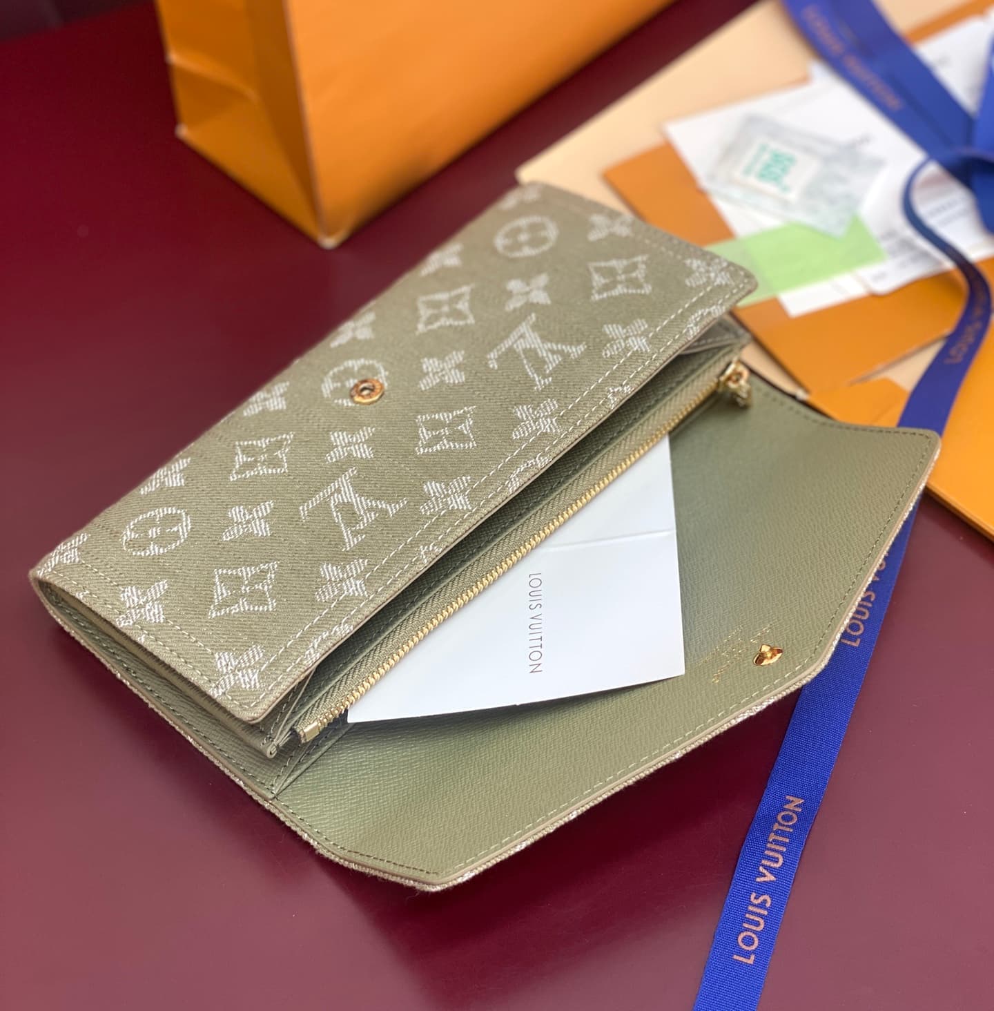 Louis Vuitton Sarah Wallet Khaki Denim M28280 High