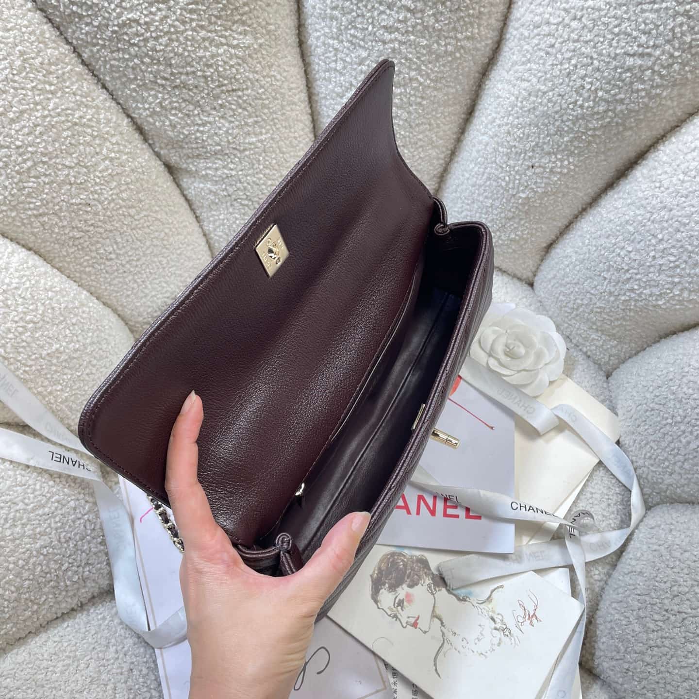 Chanel Maxi Flap Bag with Top Handle Calfskin& Gold-Tone Metal AS6091 Dark Brown A