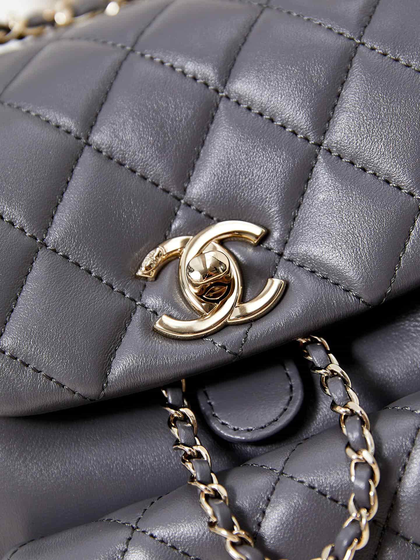 Chanel Small Quilted Duma Backpack Lambskin AS2908 Dark Grey A