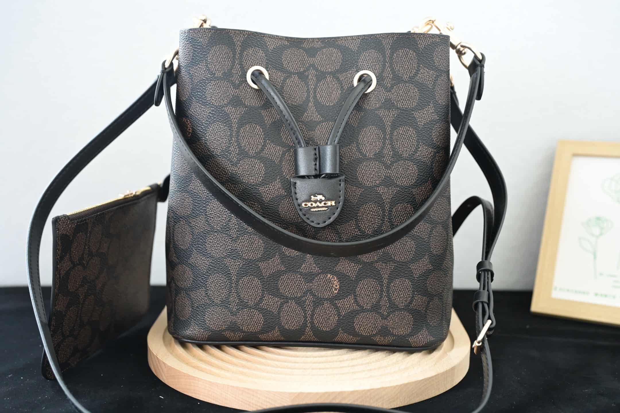 COACH Rowan Bucket Bag In Walnut Signature Canvas High