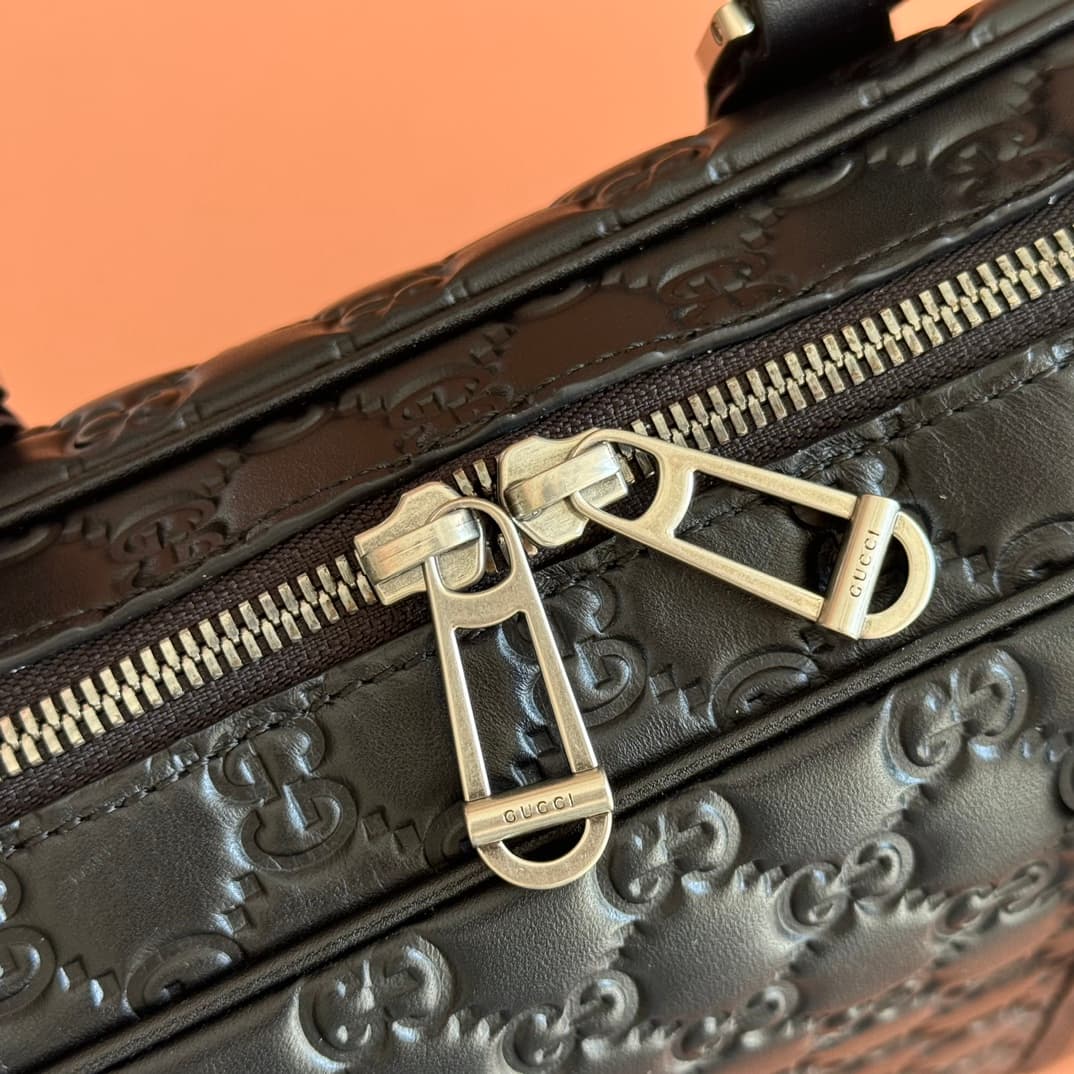 Gucci GG Emblem large briefcase Black embossed GG soft leather 850222 High