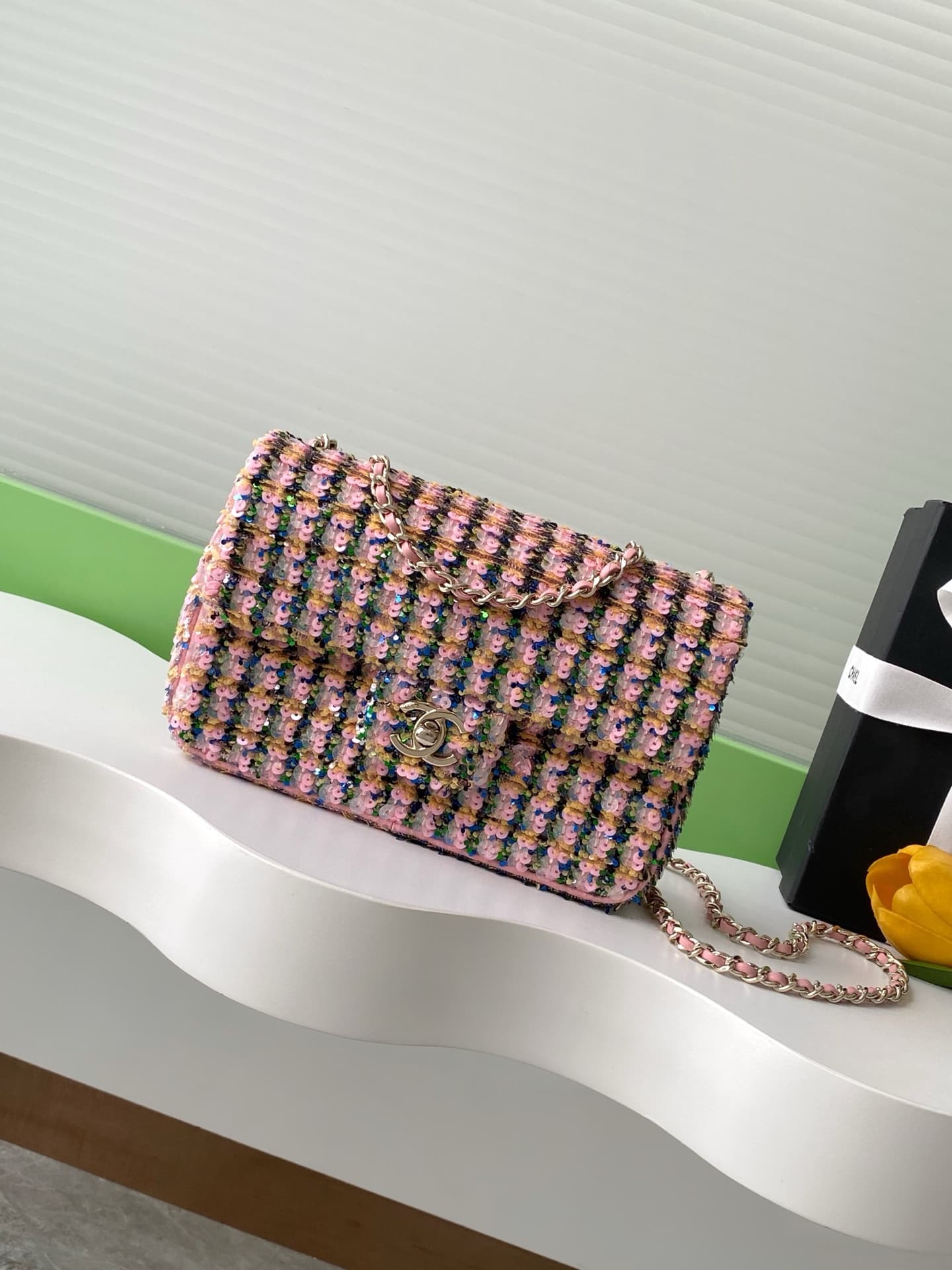 Chanel Flap Bag Sequins & Gold-Tone Metal AS4561  A
