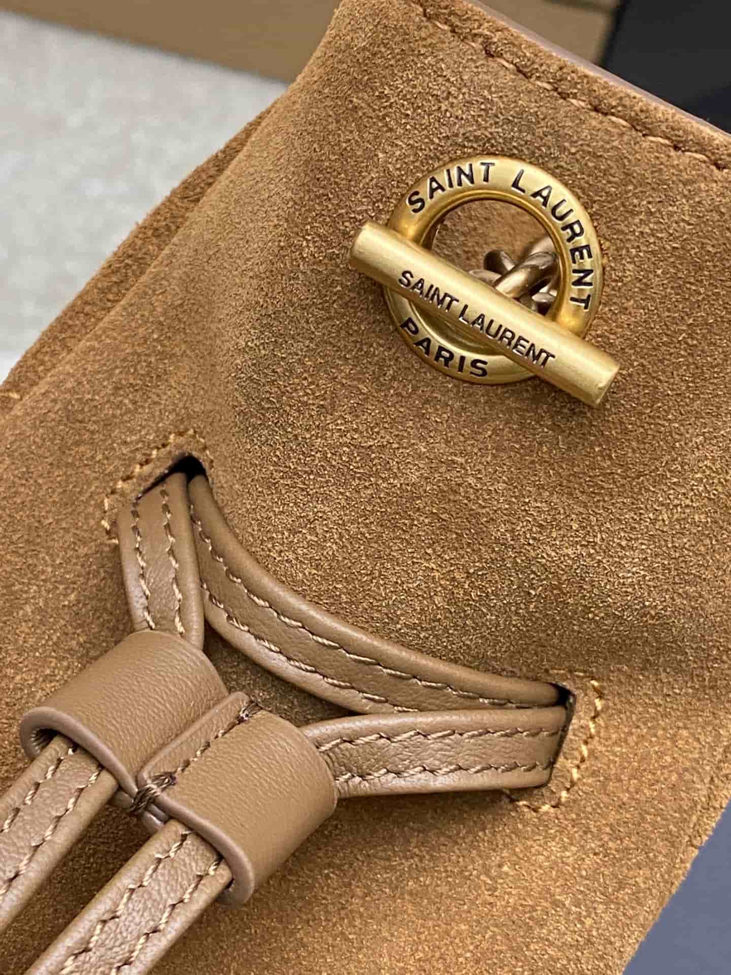 Saint Laurent Jamie Mini Suede Bucket Bag Brown 859174 High