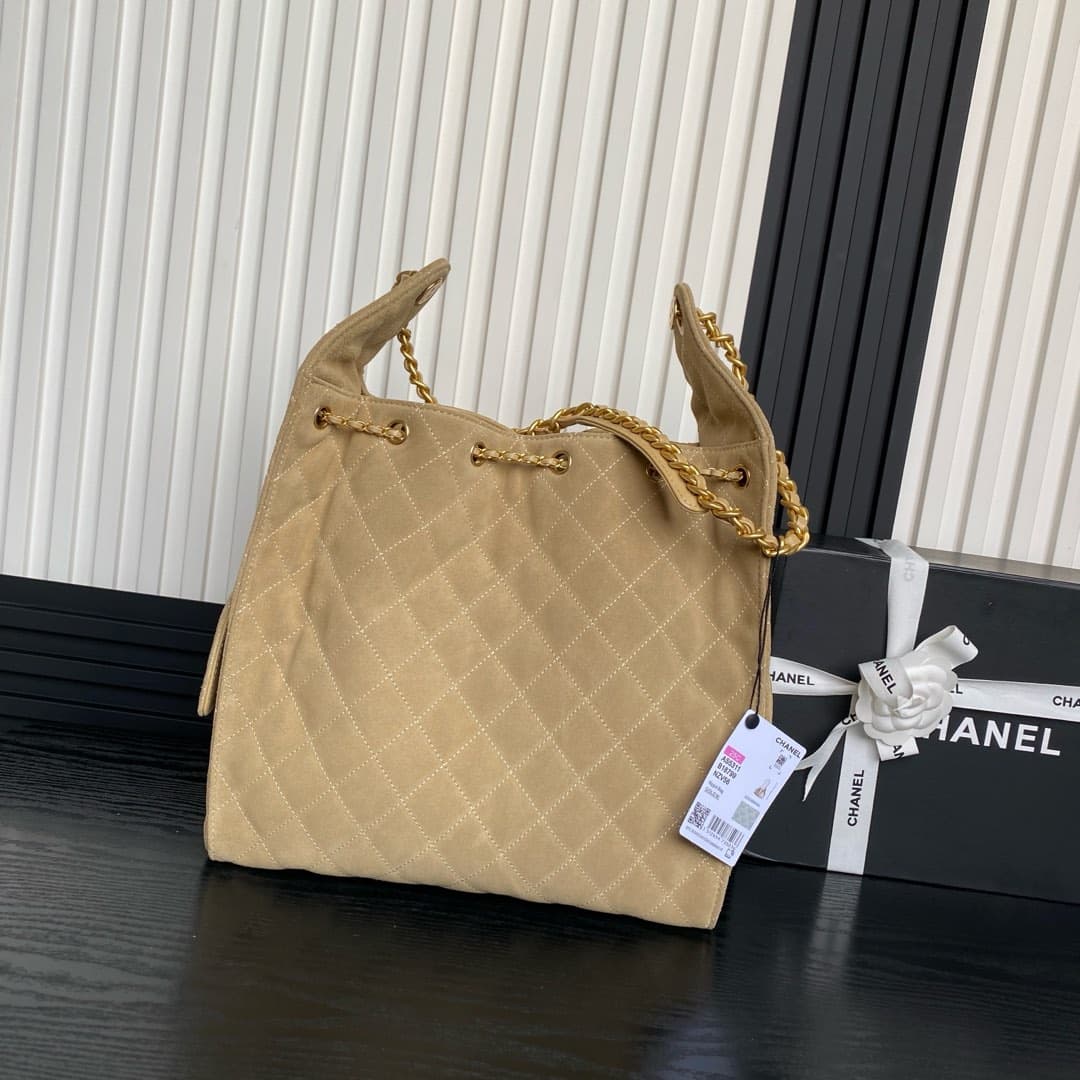Chanel 25 Medium Hobo Medium handbag AS5311 Suede & Gold-tone Metal Camel High