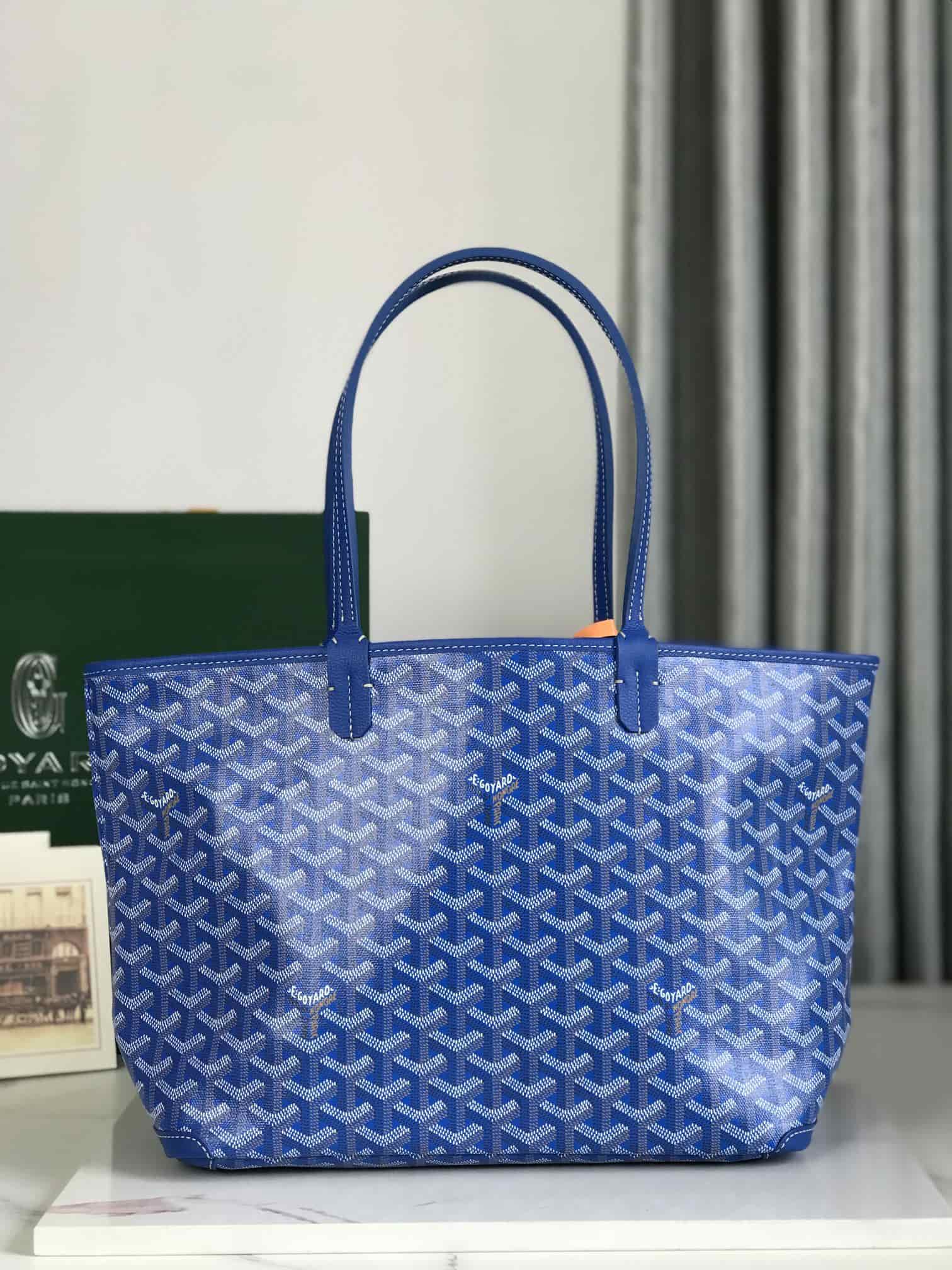ARTOIS PM BAG Goyardine Canvas & Chevroches Calfskin Blue High