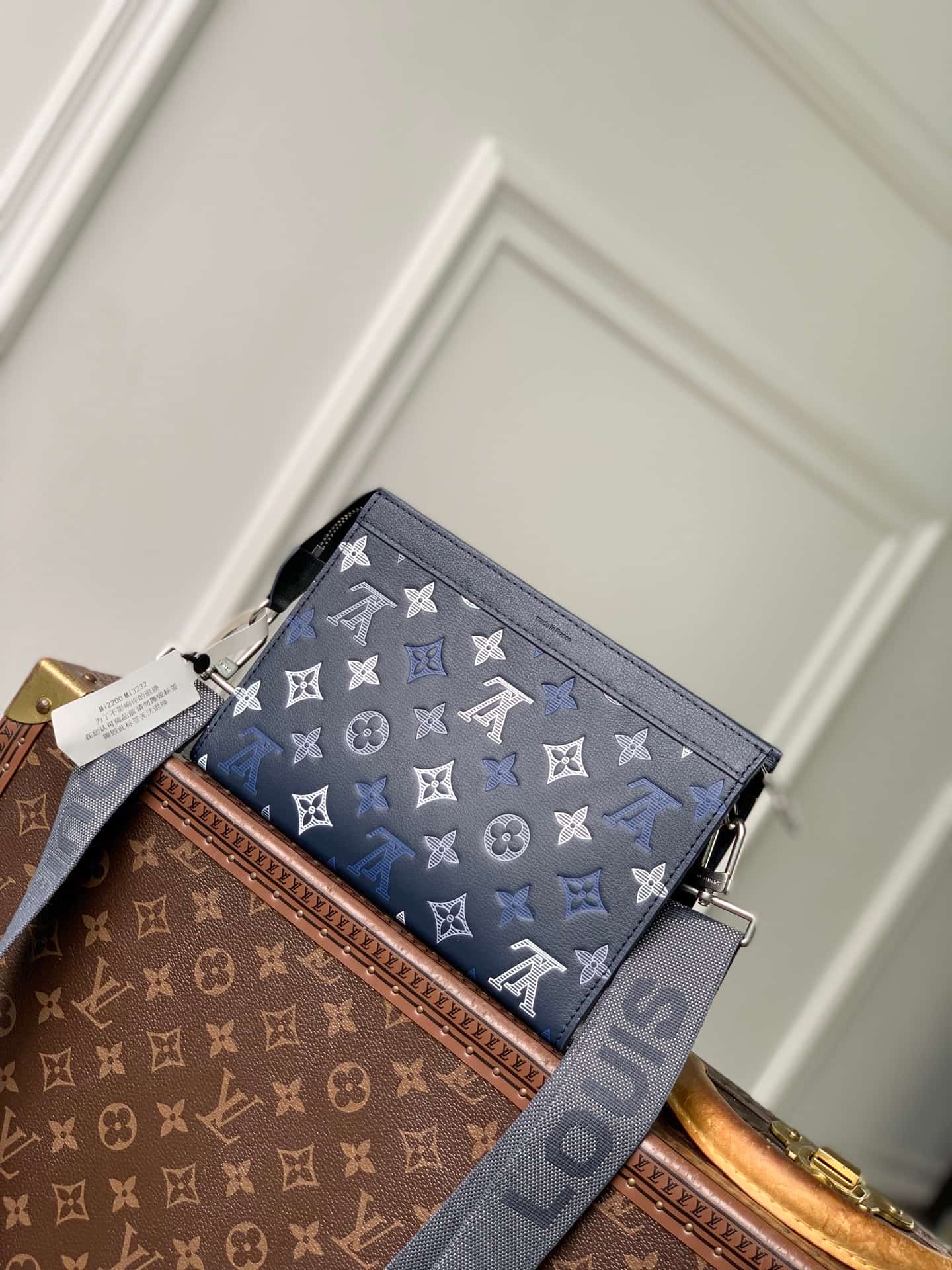 Louis Vuitton Gaston Wearable Wallet Navy Blue Monogram Shadow calfskin leather M28818 High