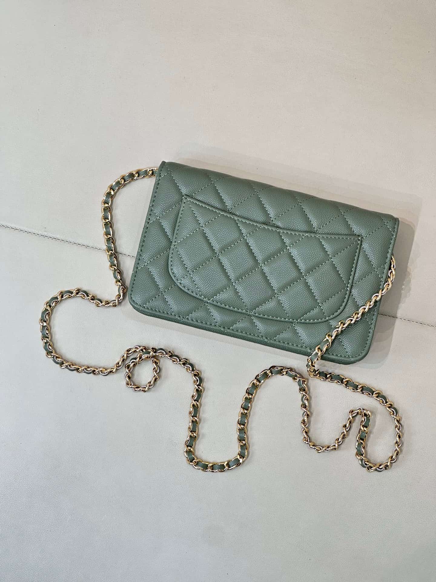 Chanel Wallet on Chain Grained Calfskin& Gold-tone Metal AP0250 Green TOP
