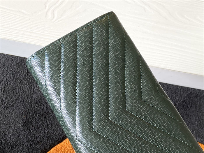 CASSANDRE MATELASSÉ LARGE FLAP WALLET IN GRAIN DE POUDRE LEATHER Grey High
