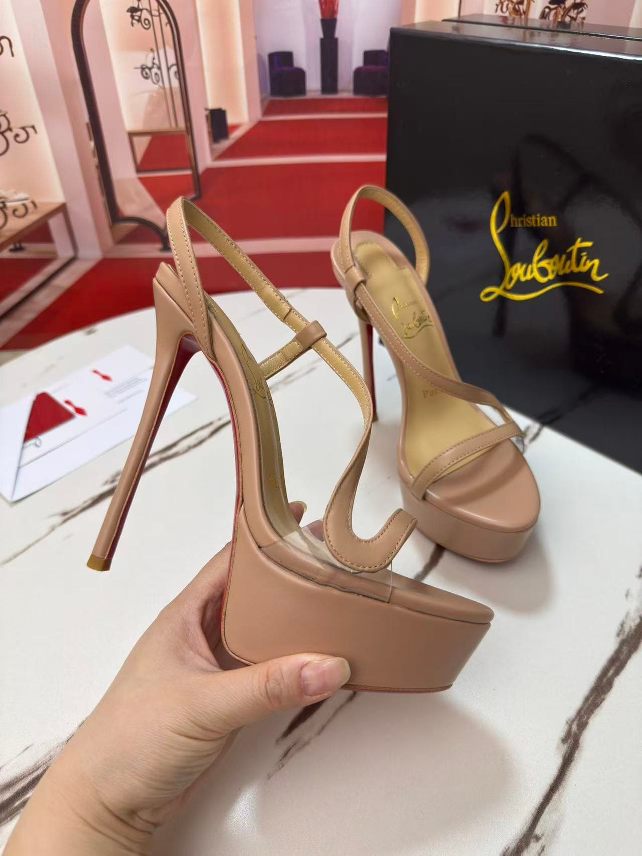 Christian Louboutin Rosalie Alta 150 blush leather sandals