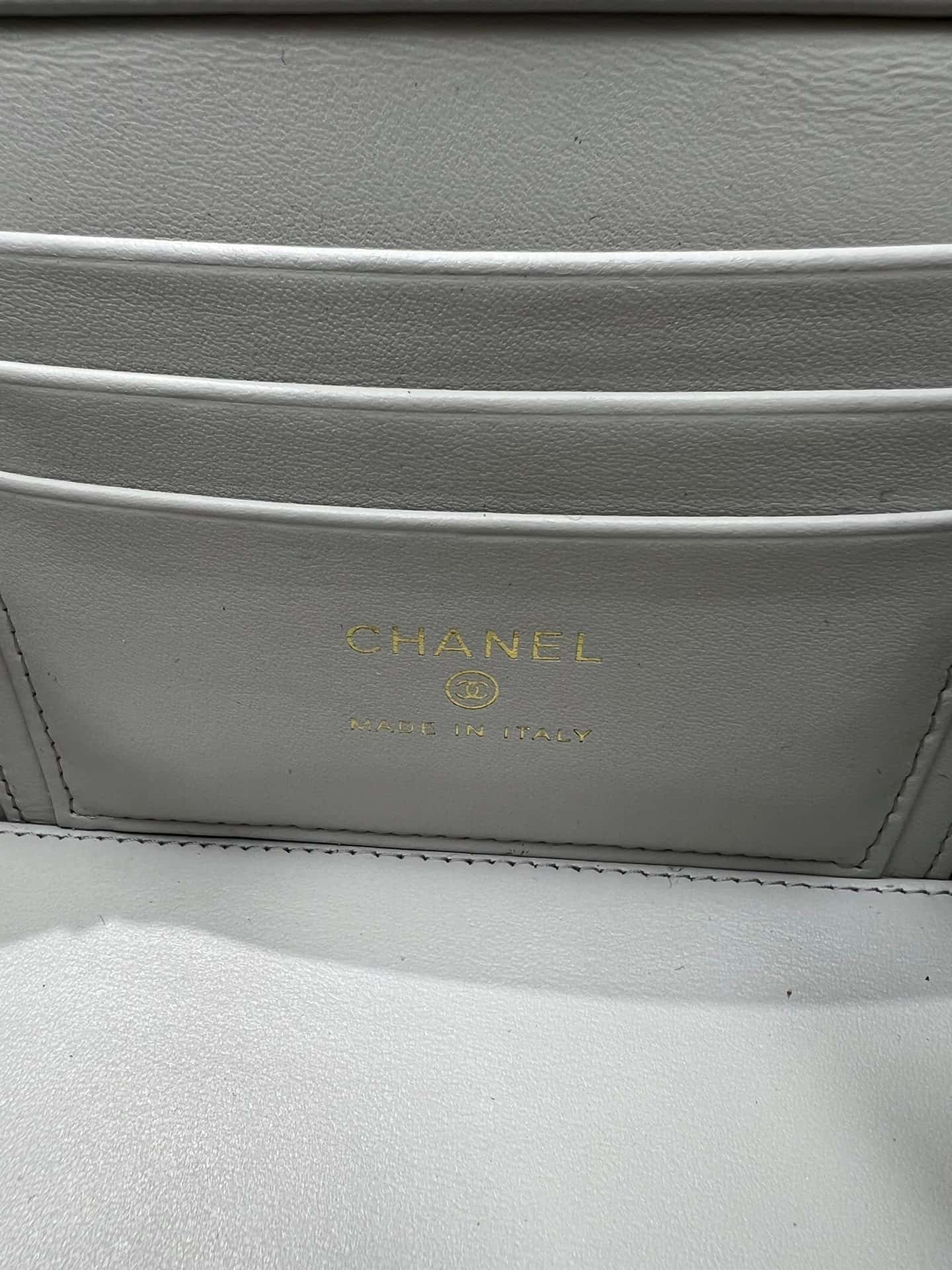 Chanel Classic Long Vanity with Chain Grained Calfskin & Gold-Tone Metal White AP1341 High