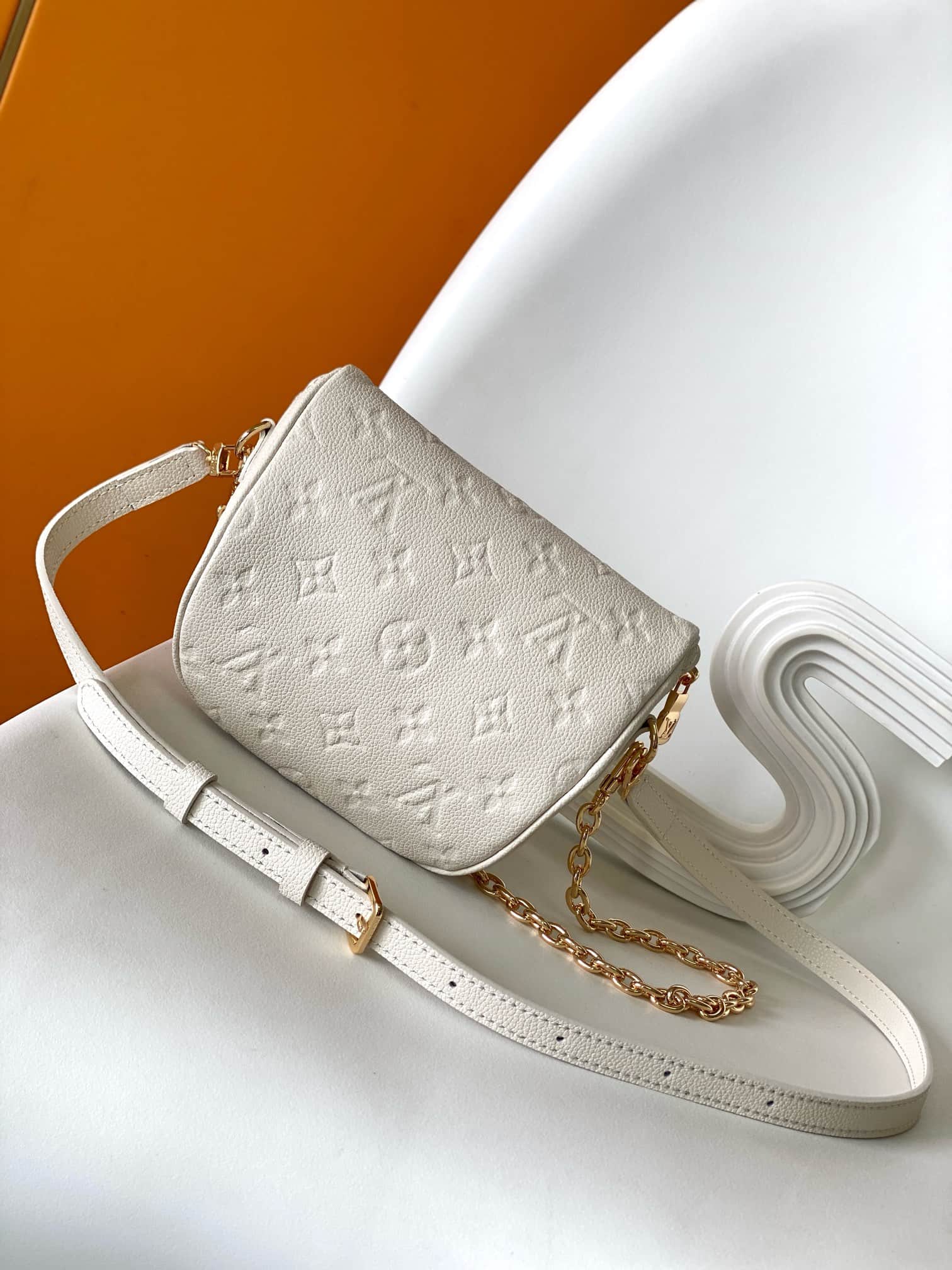 Louis Vuitton Mini Bumbag Cream Monogram Empreinte Leather M83275 High