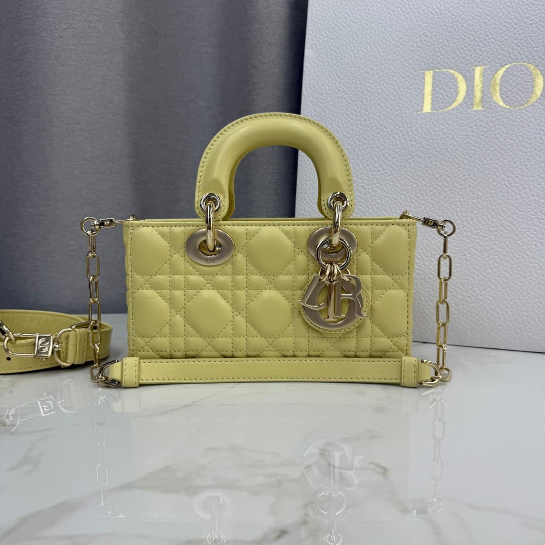 Dior Lady D-Joy Bag Yellow Cannage Lambskin M0636 High