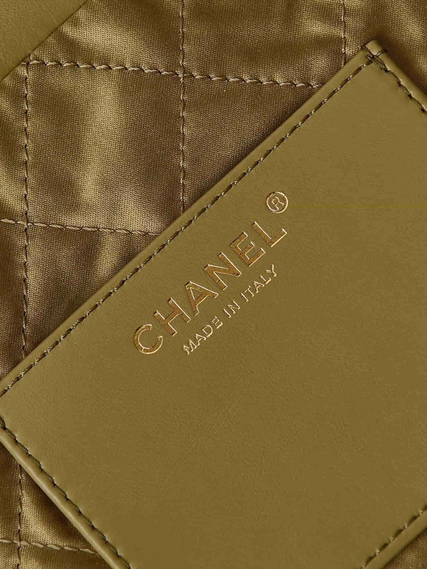 Chanel 22 MINI HANDBAG Shiny Calfskin Brown & Gold-Tone Metal AS3980 A