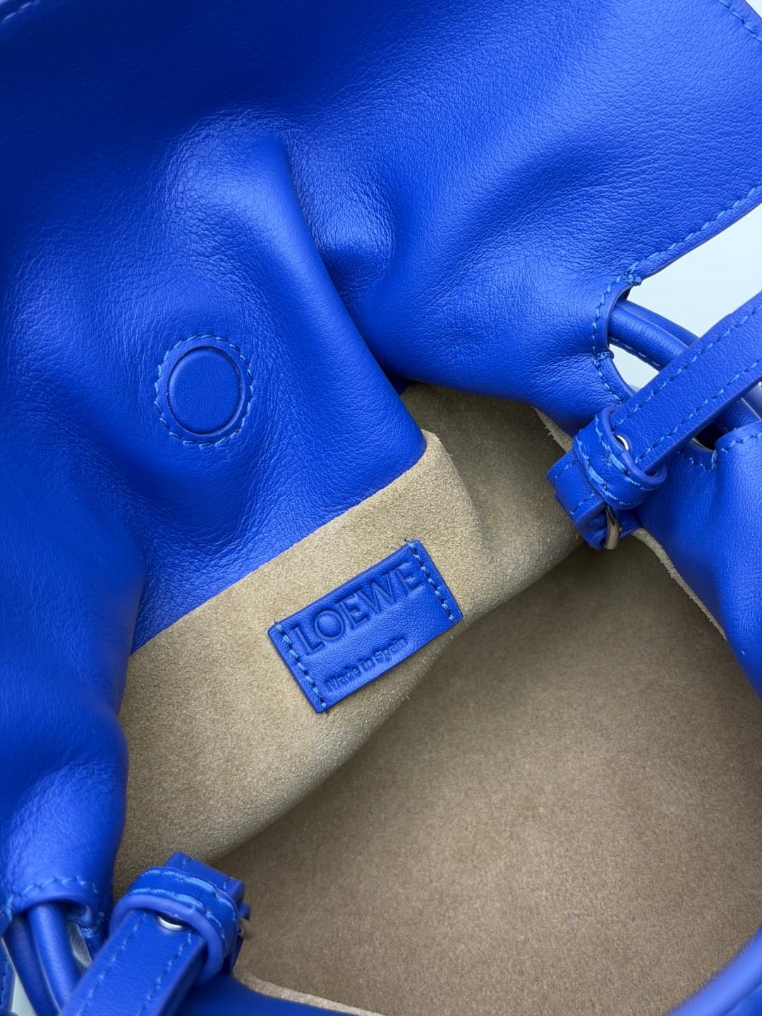 Loewe Small Flamenco Ruched Clutch Bag in Blue Leather High