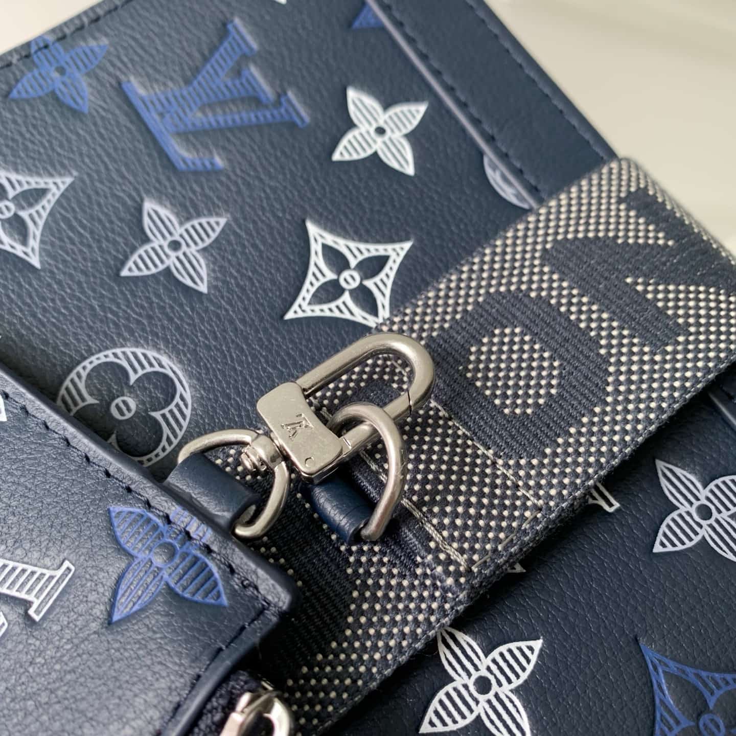 Louis Vuitton Gaston Wearable Wallet Navy Blue Monogram Shadow calfskin leather M28818 High