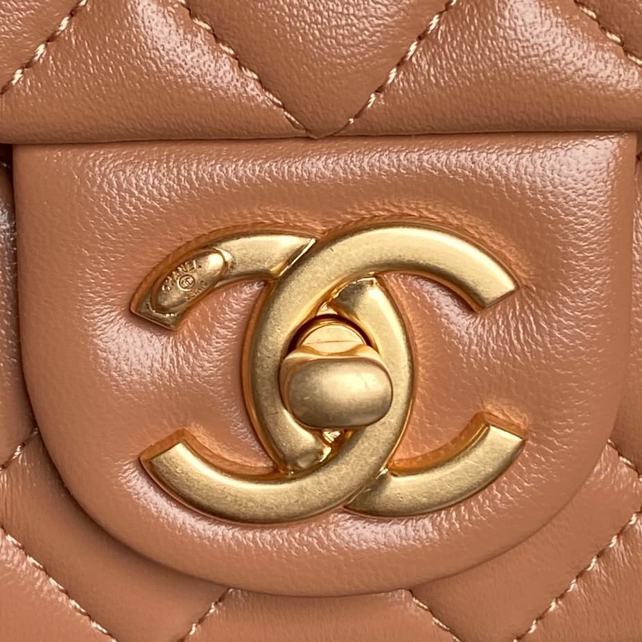 Chanel Classic Flap Bag Lambskin & Gold-Tone Metal AS5759 Tan A