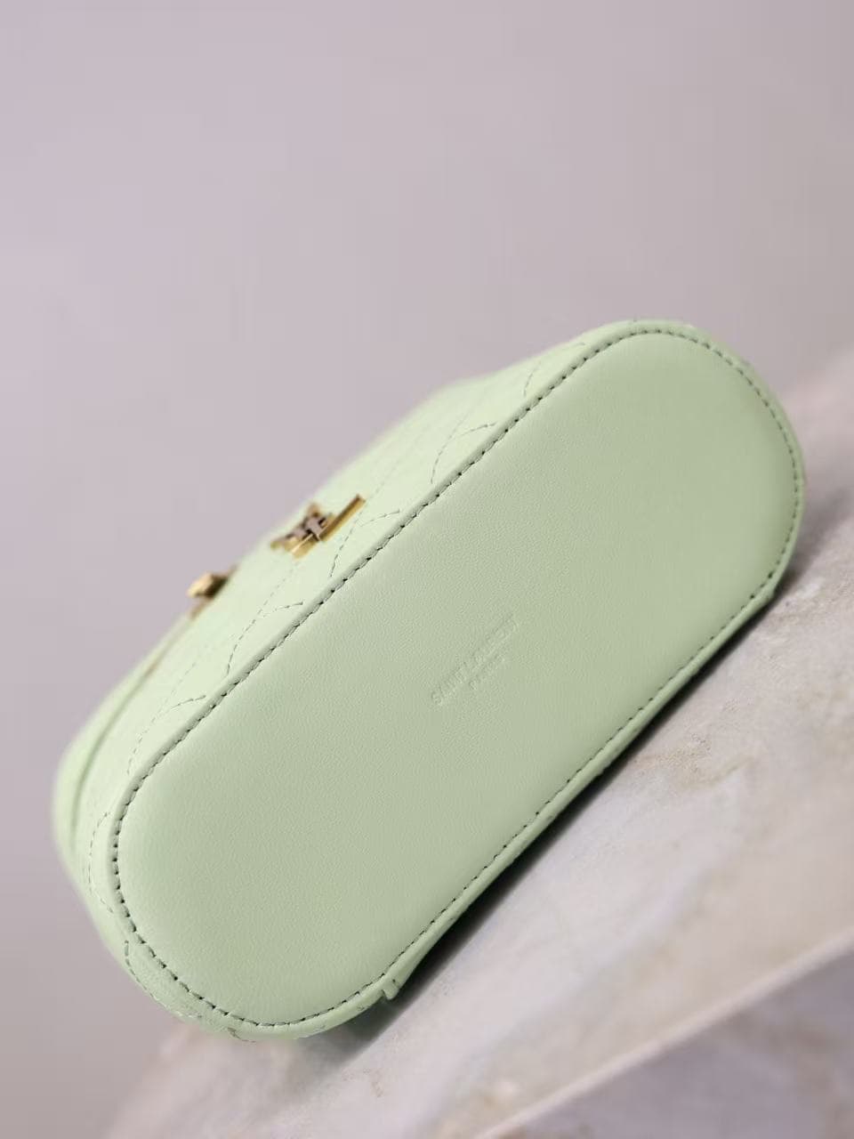 Saint Laurent Gaby mini lambskin vanity bag in light green high