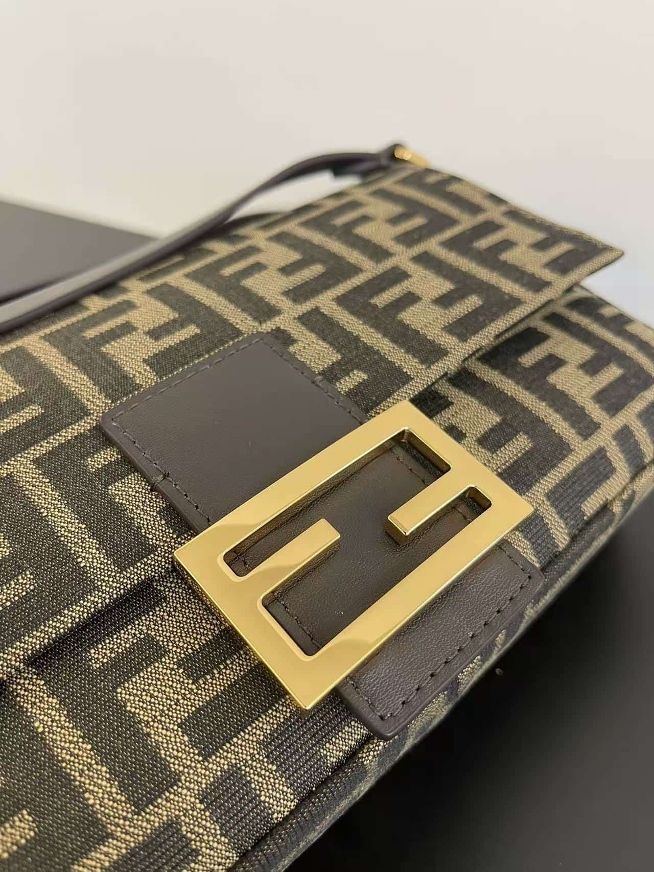 Fendi Baguette Bag in Tobacco Brown FF Jacquard Fabric High