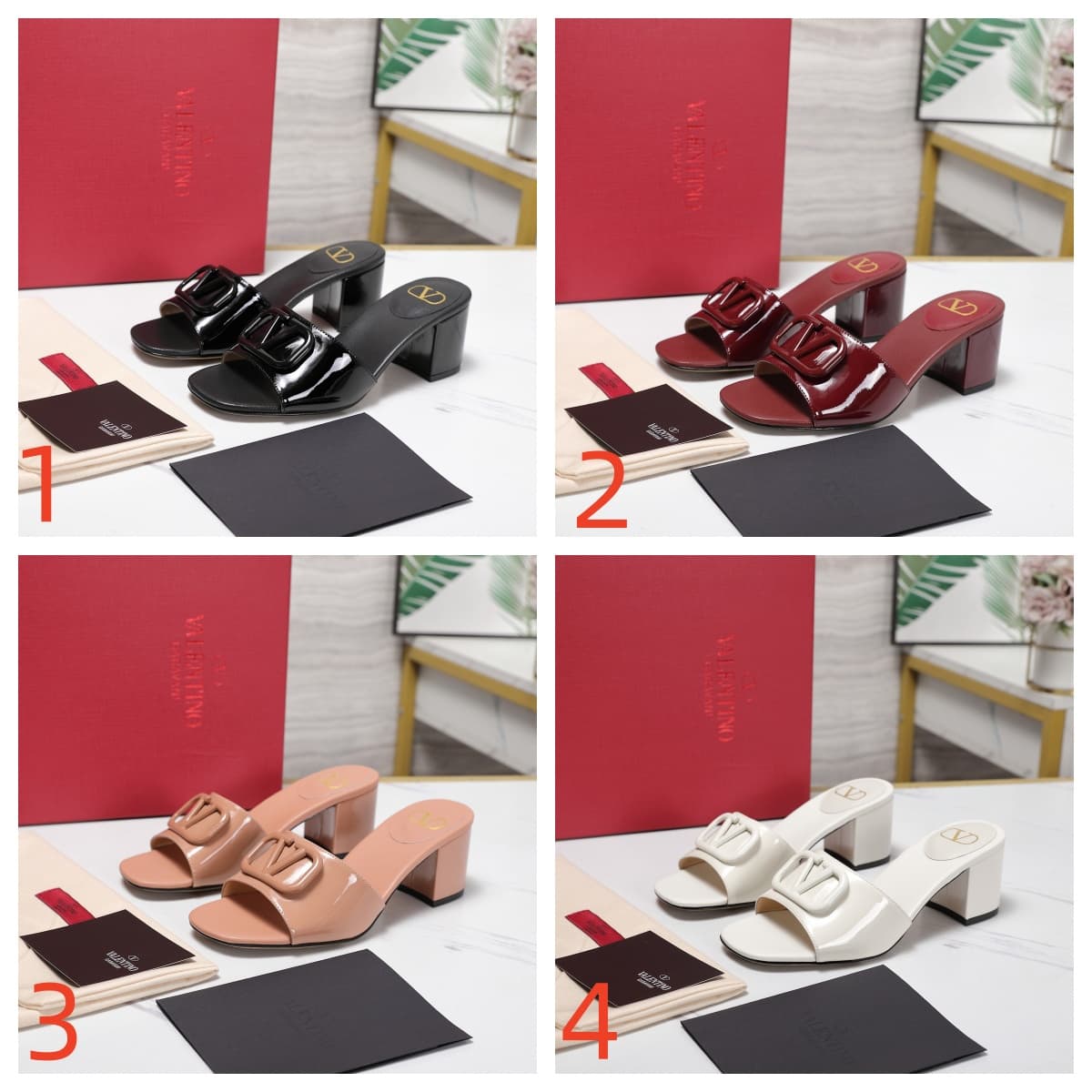 Valentino Garavani VLogo Signature Patent Leather Slide Sandal Women