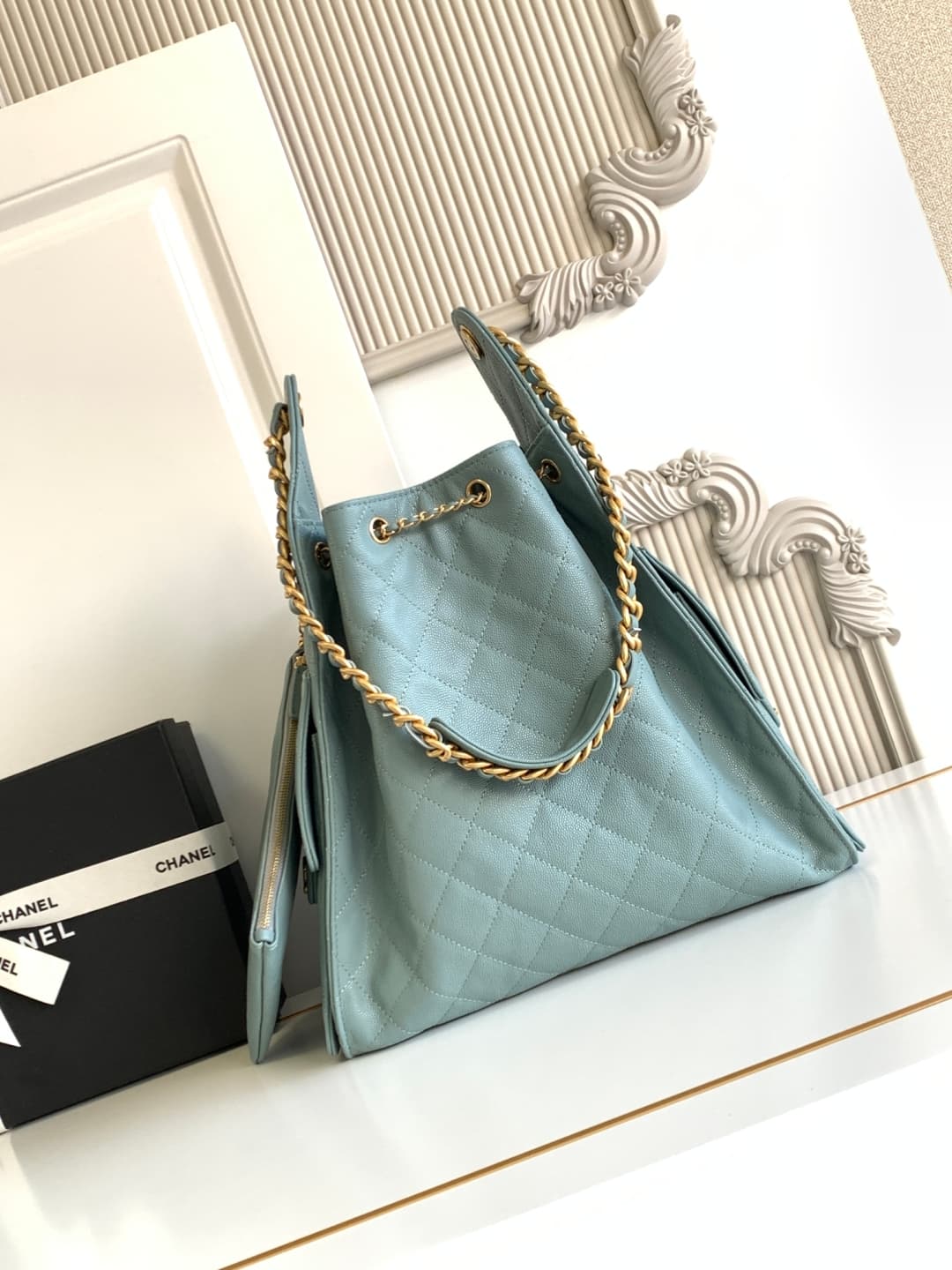 Chanel 25 Medium Hobo Medium handbag AS5311 Grained Calfskin & Gold-tone Metal Blue A