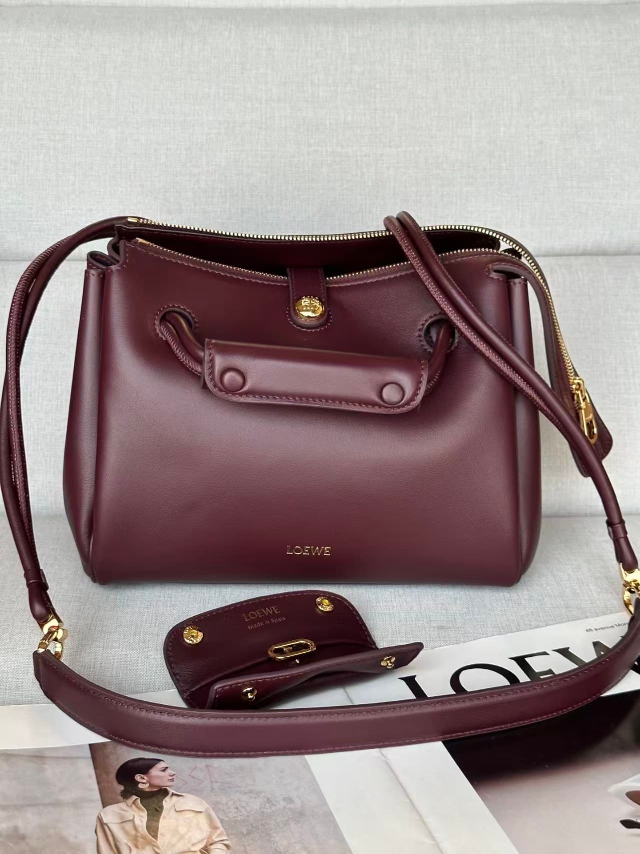 LOEWE Small Madrid bag in supple Calfskin Red High